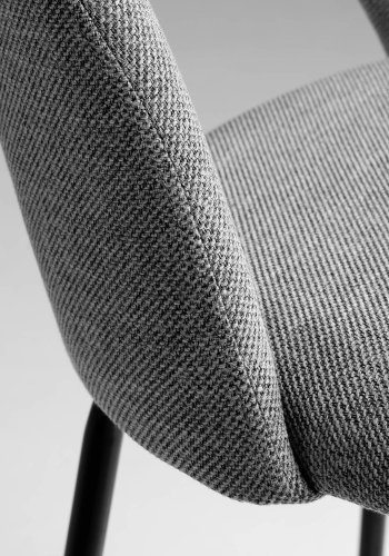 KAVE HOME Mahalia barkrakk, med ryggsttte og fotsttte - lysegrt stoff og sort metall