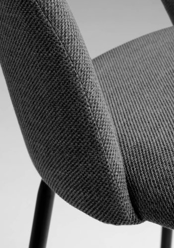 KAVE HOME Mahalia barkrakk, med ryggsttte og fotsttte - mrkegrtt stoff og sort metall