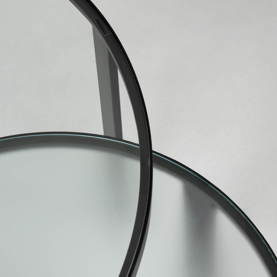 KAVE HOME Oni innsatsbord, runde - sort stl og klart/strukturert glass (sett m. 2)