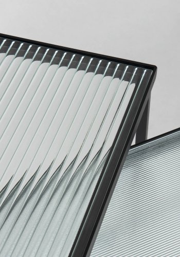 KAVE HOME Akemi Soffbord, Fyrkantigt - Svart Stl och Klart / Strukturerat Glas (Set om 2)