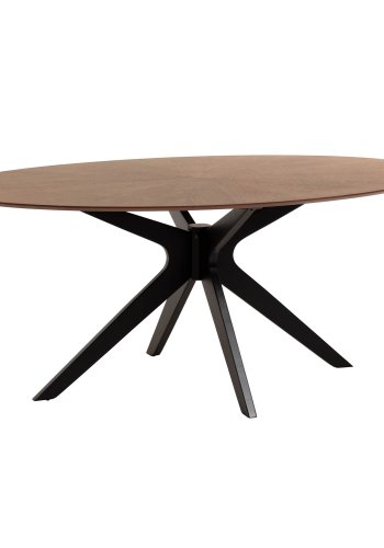 KAVE HOME Naanim spisebord, ovalt - valnttfiner og svart gummitre (180x110)