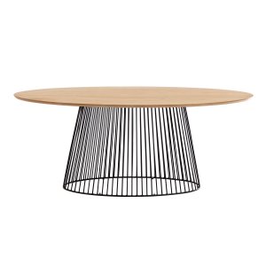 KAVE HOME Leska spisebord, ovalt - massivt mangotr og sort jern (200x110)