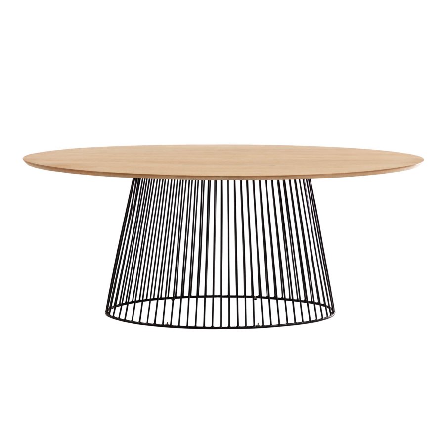 KAVE HOME Leska spisebord, ovalt - heltre mangotre og svart jern (200x110)