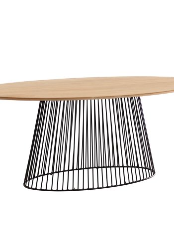 KAVE HOME Leska spisebord, ovalt - heltre mangotre og svart jern (200x110)