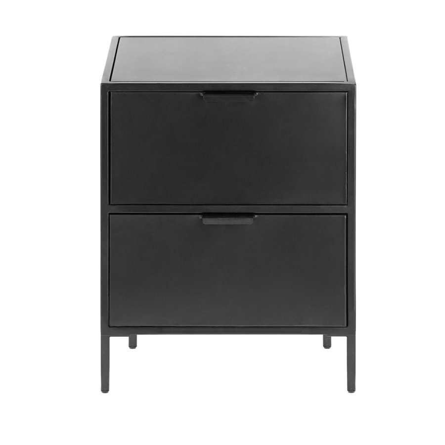 KAVE HOME Shantay nattbord, m. 2 skuffer - svart stl (40x50)