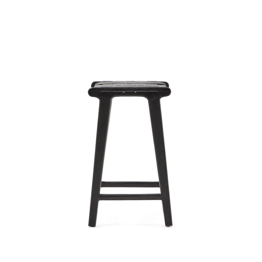 KAVE HOME Calixta krakk i skinn og heltre mahogni med svart finish, 67 cm hyde