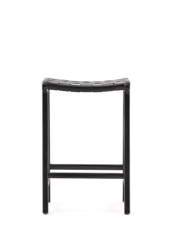 KAVE HOME Calixta krakk i skinn og heltre mahogni med svart finish, 67 cm hyde