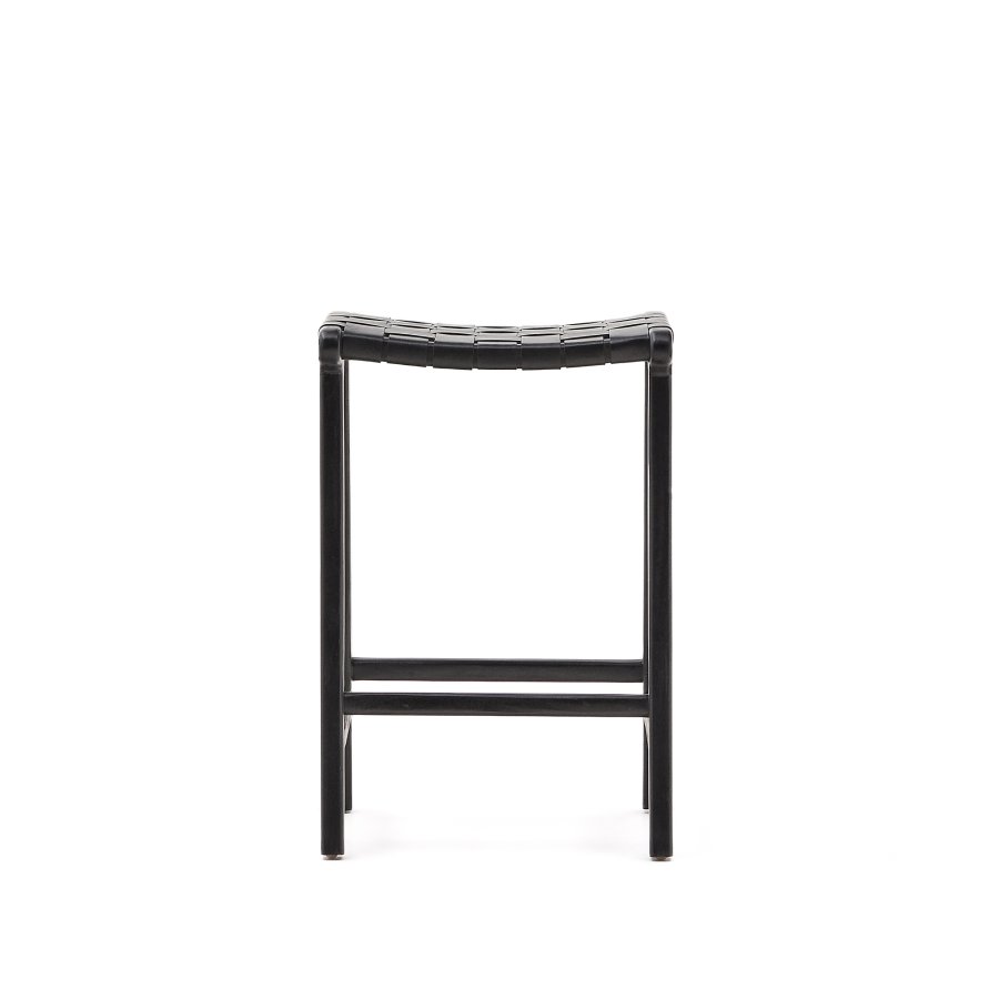 KAVE HOME Calixta krakk i skinn og heltre mahogni med svart finish, 67 cm hyde