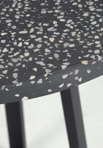 KAVE HOME Tella hagebord - sort terrazzo og stl (75)