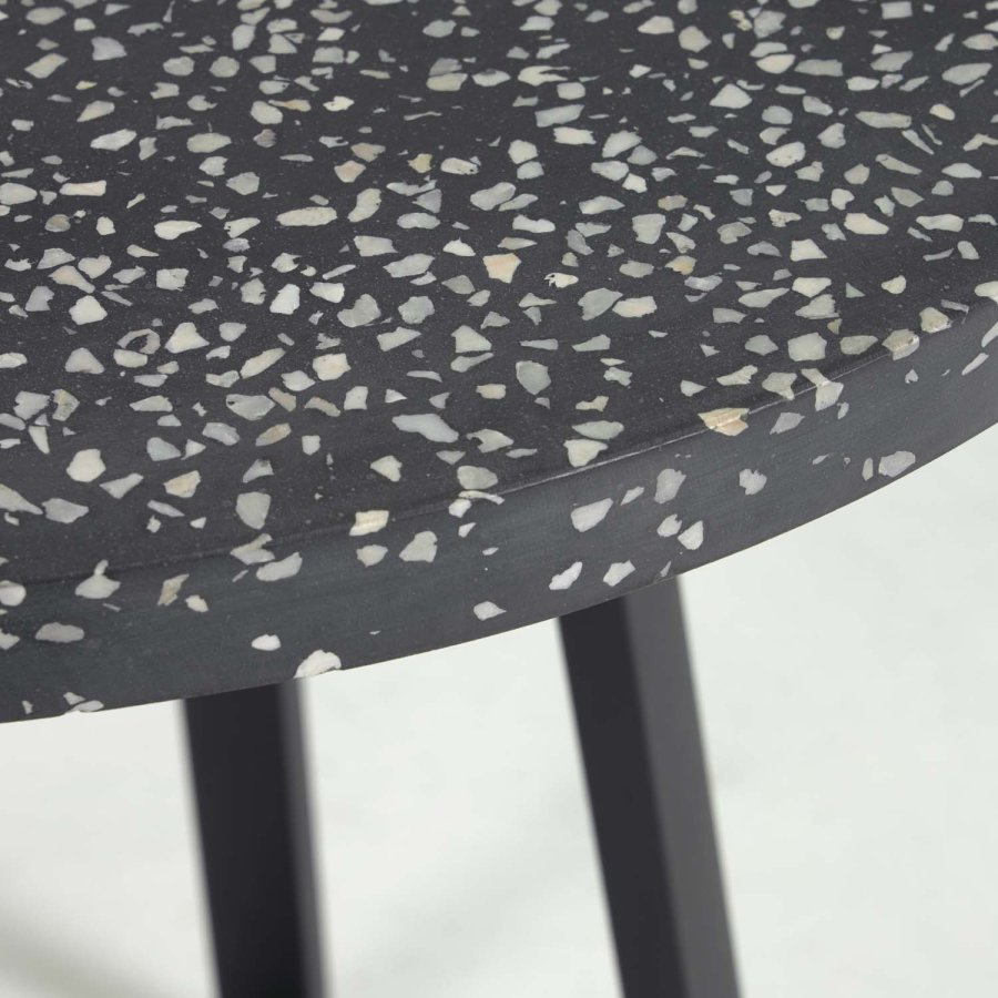 KAVE HOME Tella hagebord - sort terrazzo og stl (75)