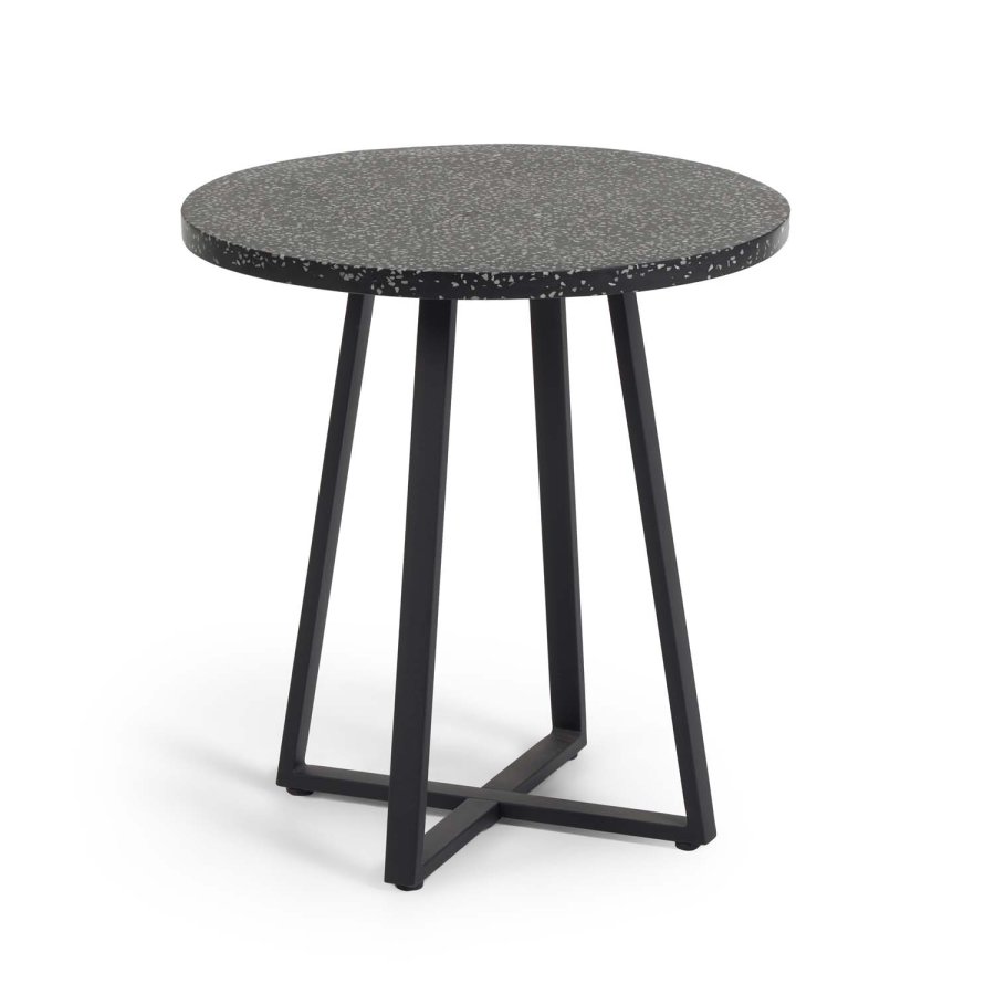 KAVE HOME Tella hagebord - sort terrazzo og stl (75)