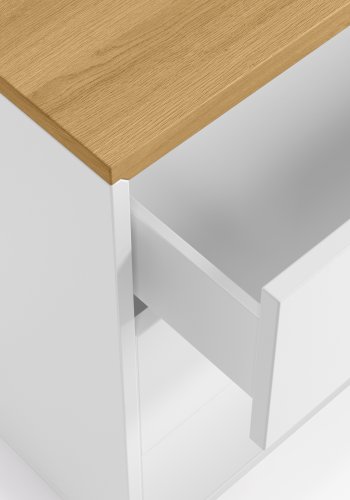 KAVE HOME Abilen 3-skuffers eikefiner og hvitlakkert kommode 90 x 75 cm FSC 100%