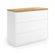 KAVE HOME Abilen 3-skuffers eikefiner og hvitlakkert kommode 90 x 75 cm FSC 100%