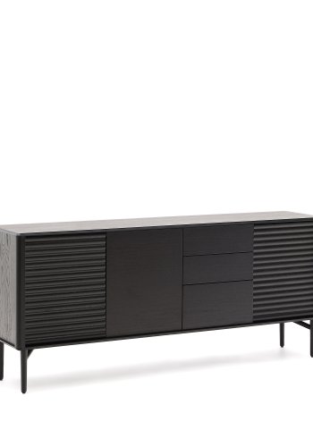 KAVE HOME Lenon skjenk 3 drer og 3 skuffer heltre og svart eikefiner 200x86cm FSC Mix Cre