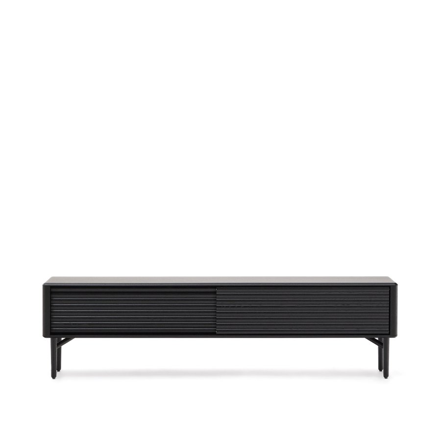 KAVE HOME Lenon TV-skap, 2 drer i heltre og svart eikefiner 200x57 cm FSC Mix Credit