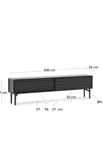 KAVE HOME Lenon TV-skap, 2 drer i heltre og svart eikefiner 200x57 cm FSC Mix Credit