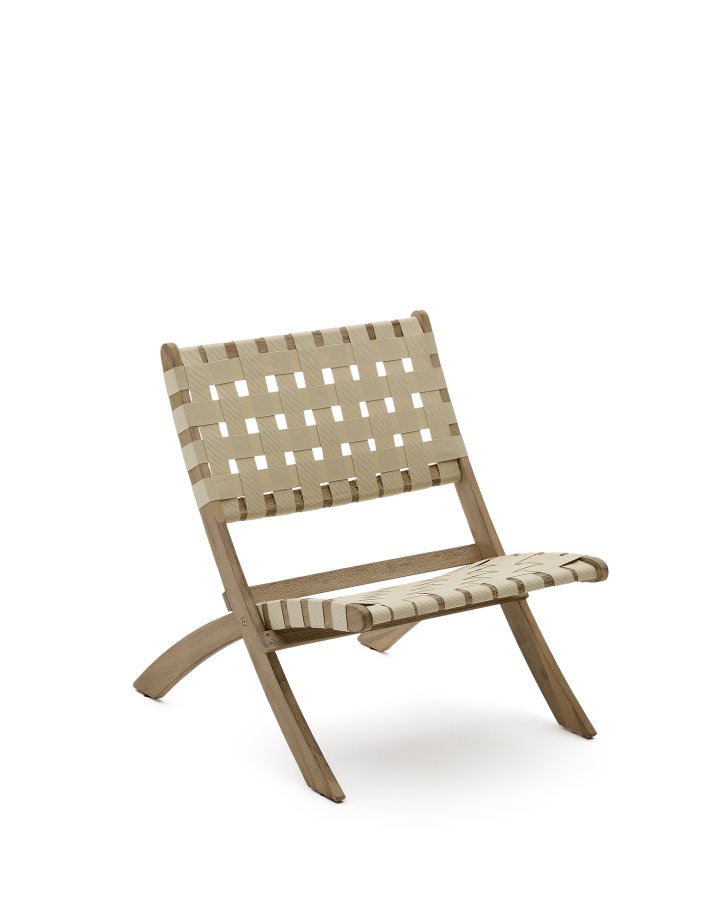 KAVE HOME Chabeli utendrs klappstol - kremfarget stoffsnor og akasietre