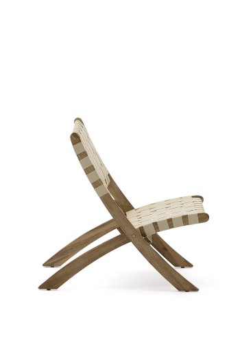 KAVE HOME Chabeli utendrs klappstol - kremfarget stoffsnor og akasietre