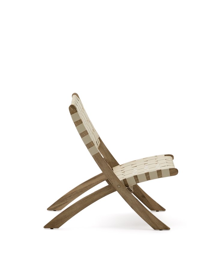 KAVE HOME Chabeli utendrs klappstol - kremfarget stoffsnor og akasietre