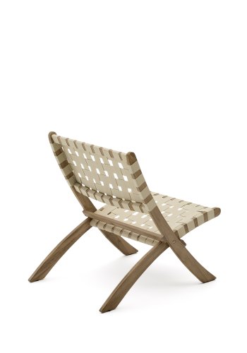 KAVE HOME Chabeli utendrs klappstol - kremfarget stoffsnor og akasietre