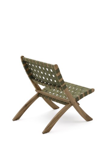 KAVE HOME Chabeli utendrs klappstol - grnn stoffsnor og akasietre