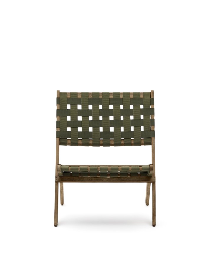 KAVE HOME Chabeli utendrs klappstol - grnn stoffsnor og akasietre