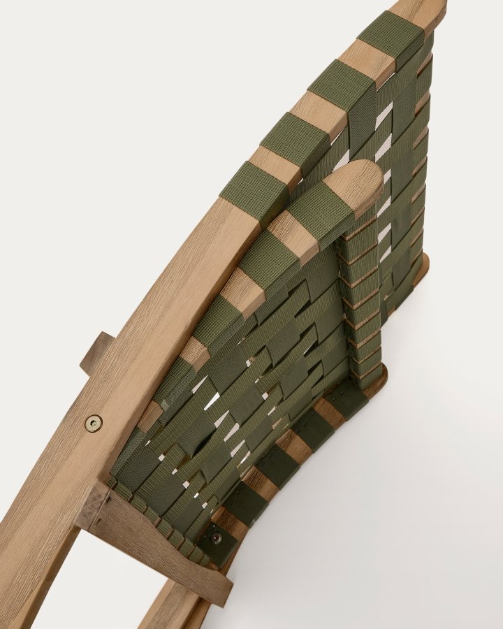 KAVE HOME Chabeli utendrs klappstol - grnn stoffsnor og akasietre