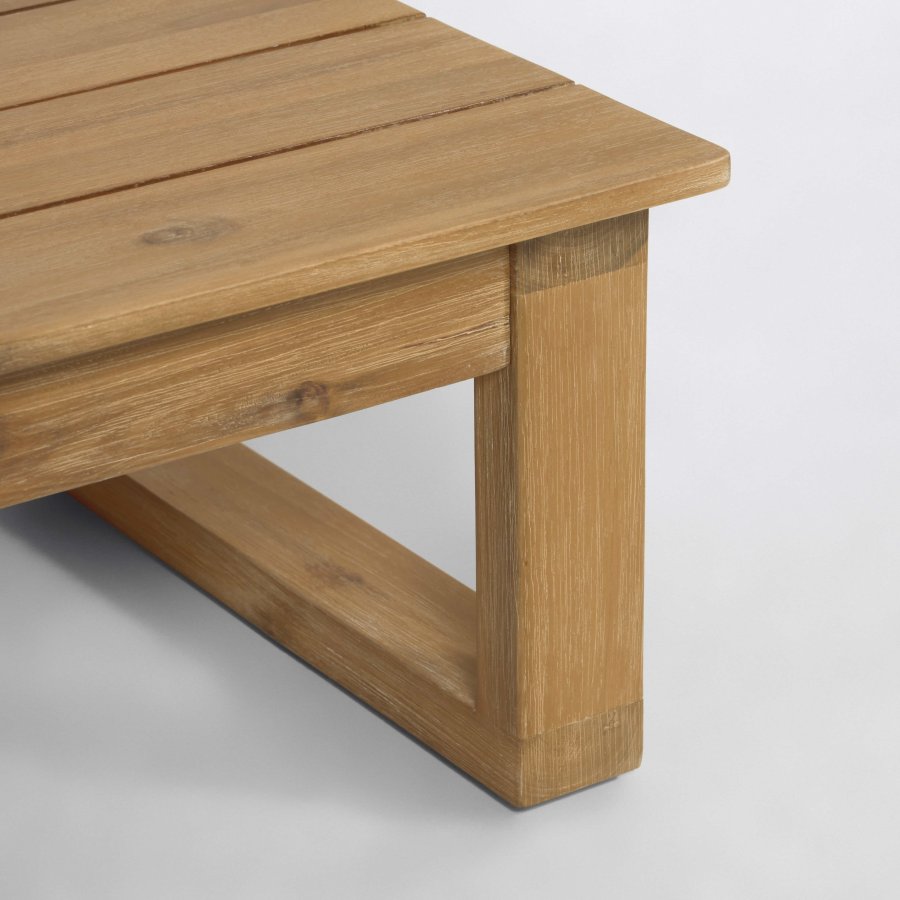 KAVE HOME Flaviina 5-manns hagesofa, med puter og hagebord - beige stoff og naturlig akasietre