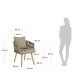 KAVE HOME Hemilce lenestol, med armlener og stoffputer - beige polyetylen og naturlig akasietre