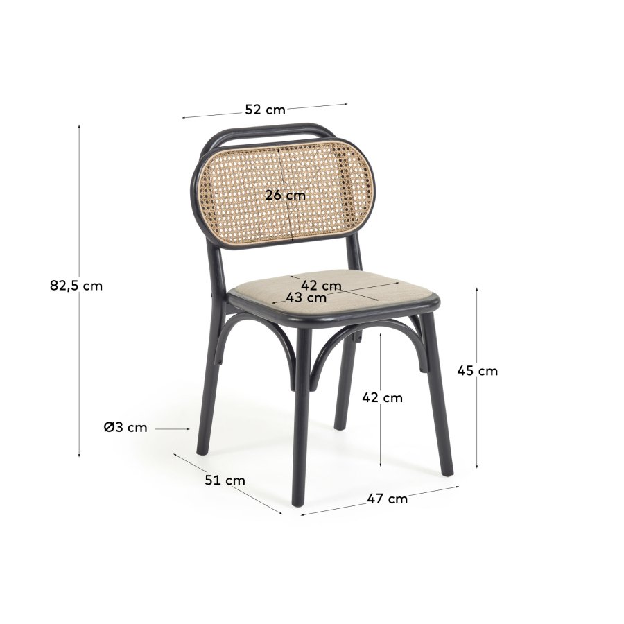 KAVE HOME Doriane spisebordstol - rotting, stoff og sort almetre