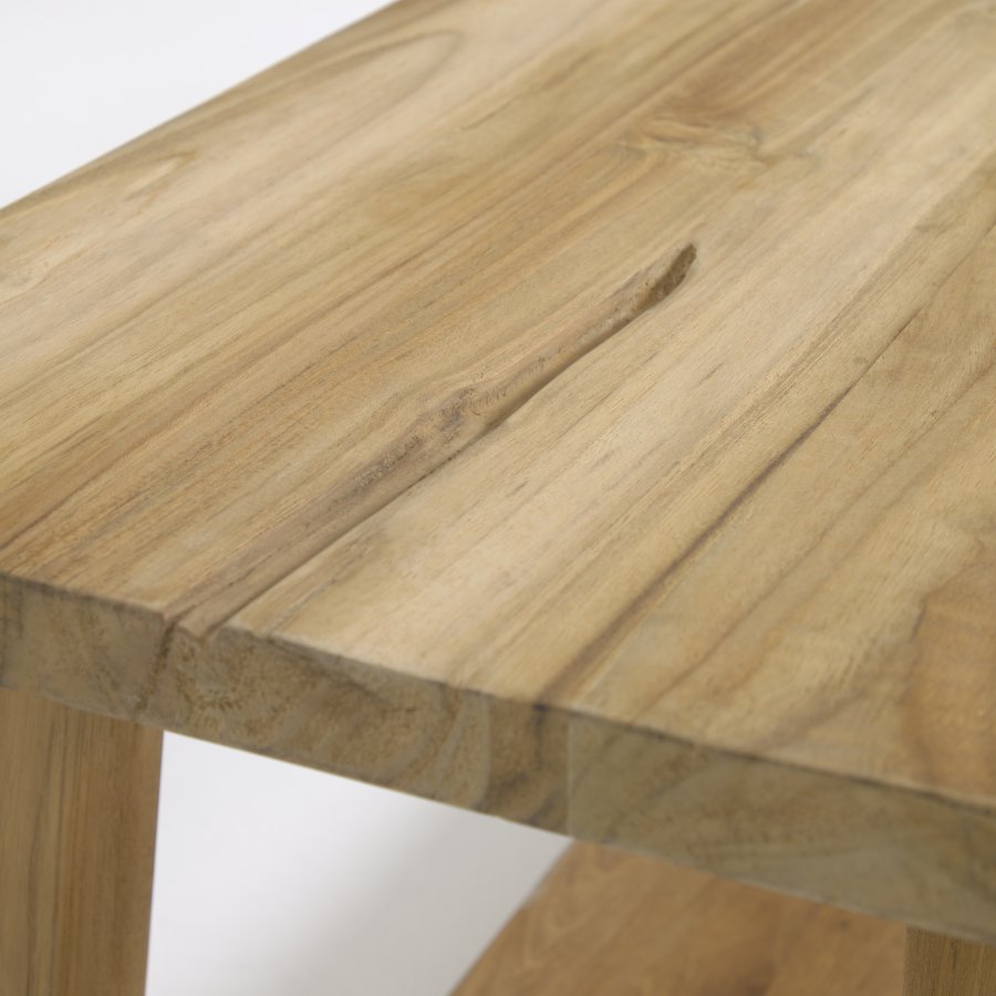 KAVE HOME Safara benk, med hylle naturlig resirkulert teak (150x32)