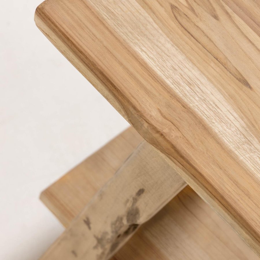 KAVE HOME Safara benk, med hylle naturlig resirkulert teak (150x32)