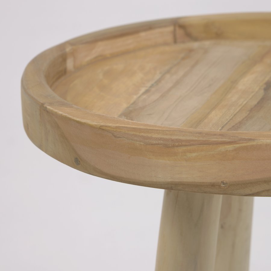 KAVE HOME Glenda rundt sidebord i solid teak,  35 cm