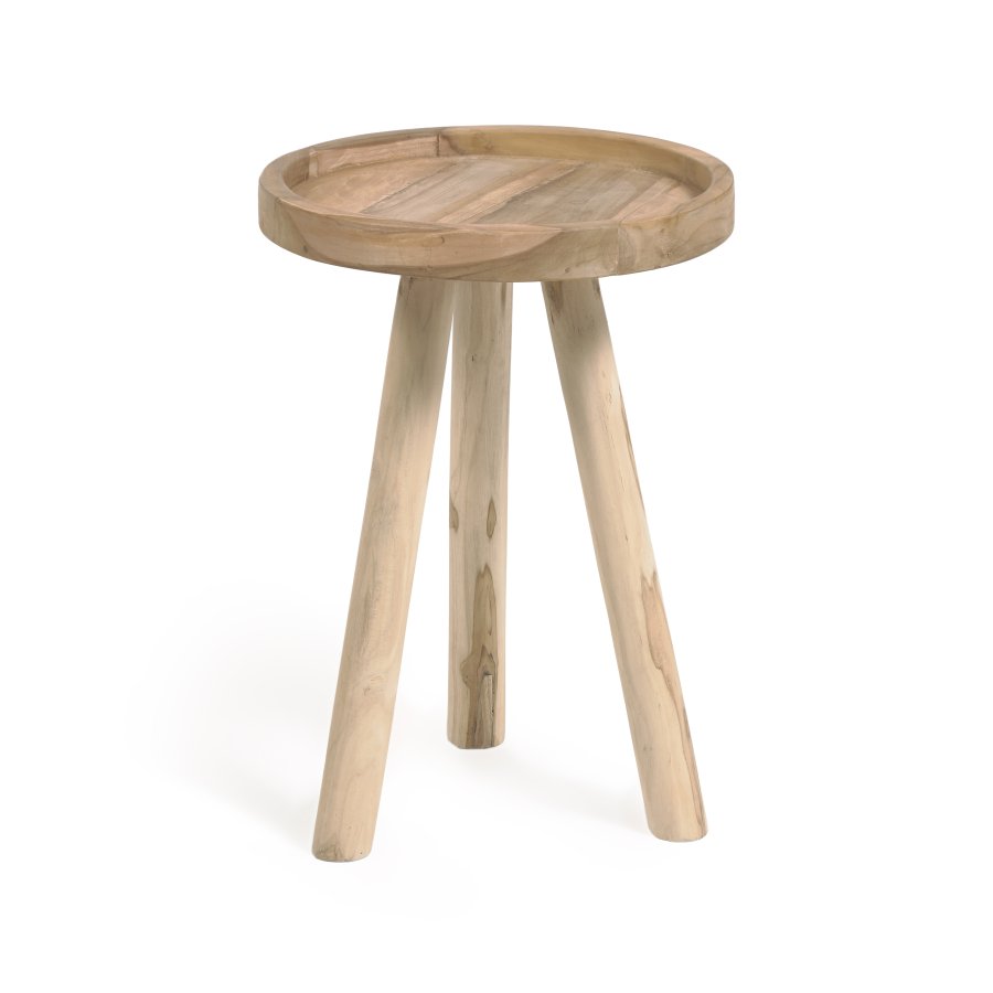 KAVE HOME Glenda rundt sidebord i solid teak,  35 cm