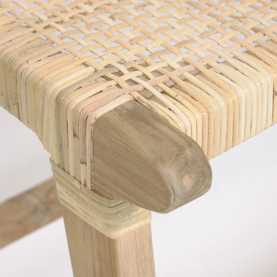 KAVE HOME Beida benk, rektangulr - naturlig rotting og teak (120x40)