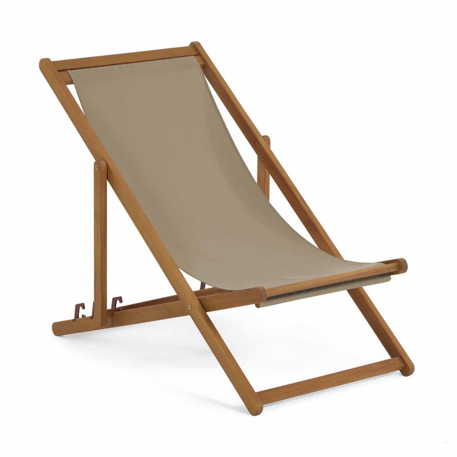 KAVE HOME Adredna solstol, hopf&auml;llbar - massivt akaciatr&auml; och gr&ouml;nt tyg