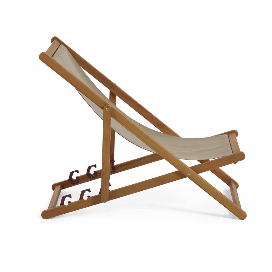 KAVE HOME Adredna solstol, hopf&auml;llbar - massivt akaciatr&auml; och gr&ouml;nt tyg