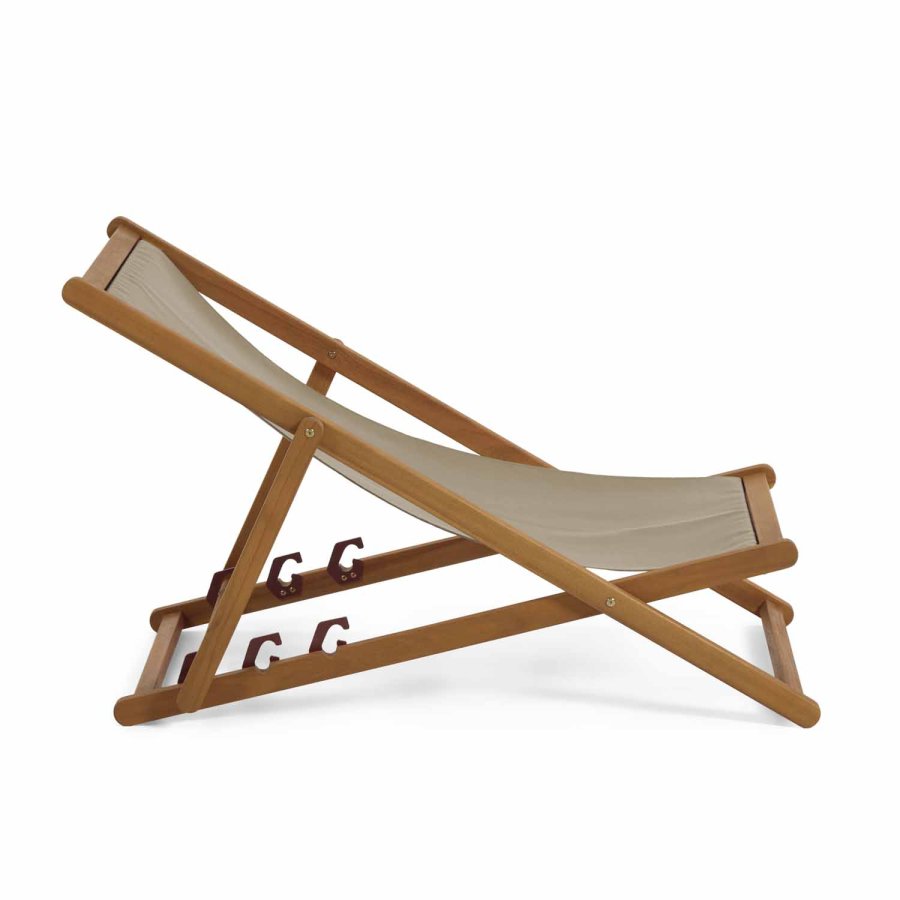 KAVE HOME Adredna solstol, hopf&auml;llbar - massivt akaciatr&auml; och gr&ouml;nt tyg