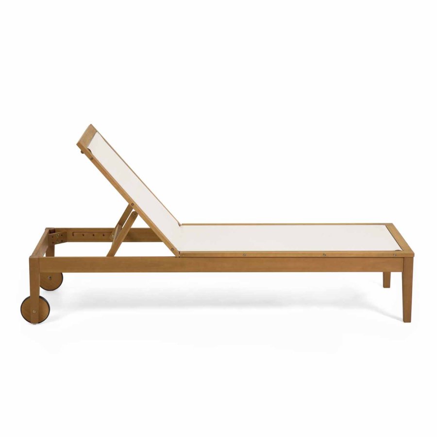 KAVE HOME Caterin fluktstol - solid eukalyptustre og beige nettingstoff