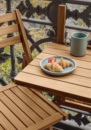 KAVE HOME Amarillis sammenleggbar bord for hagen - naturlig akasietre (40x42)