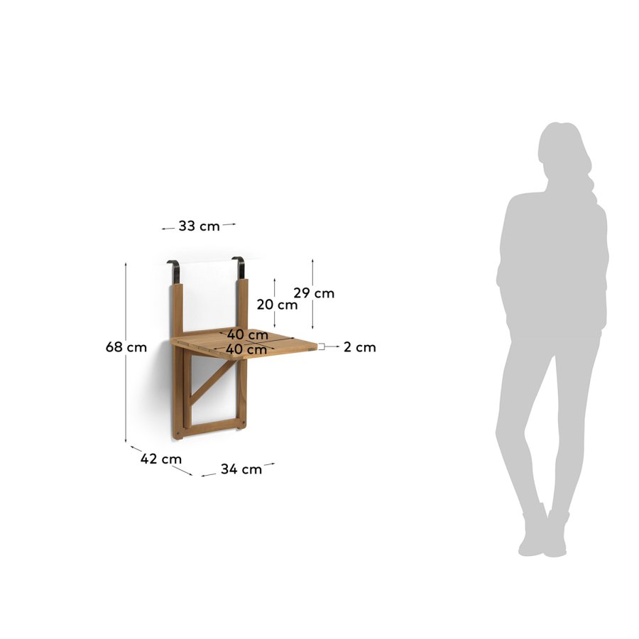 KAVE HOME Amarillis sammenleggbar bord for hagen - naturlig akasietre (40x42)