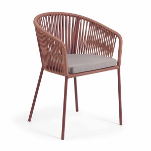 KAVE HOME Yanet havestol, m. armln og stofhynde - terracotta reb og stl