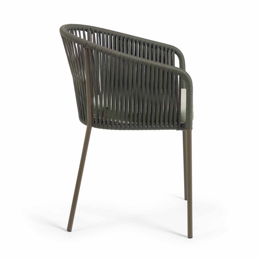 KAVE HOME Yanet hagestol, med armlener - grnn snor og stl