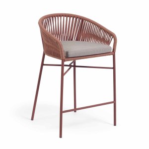 KAVE HOME Yanet havestol, m. armln og stofhynde - terracotta reb og stl (H:65)