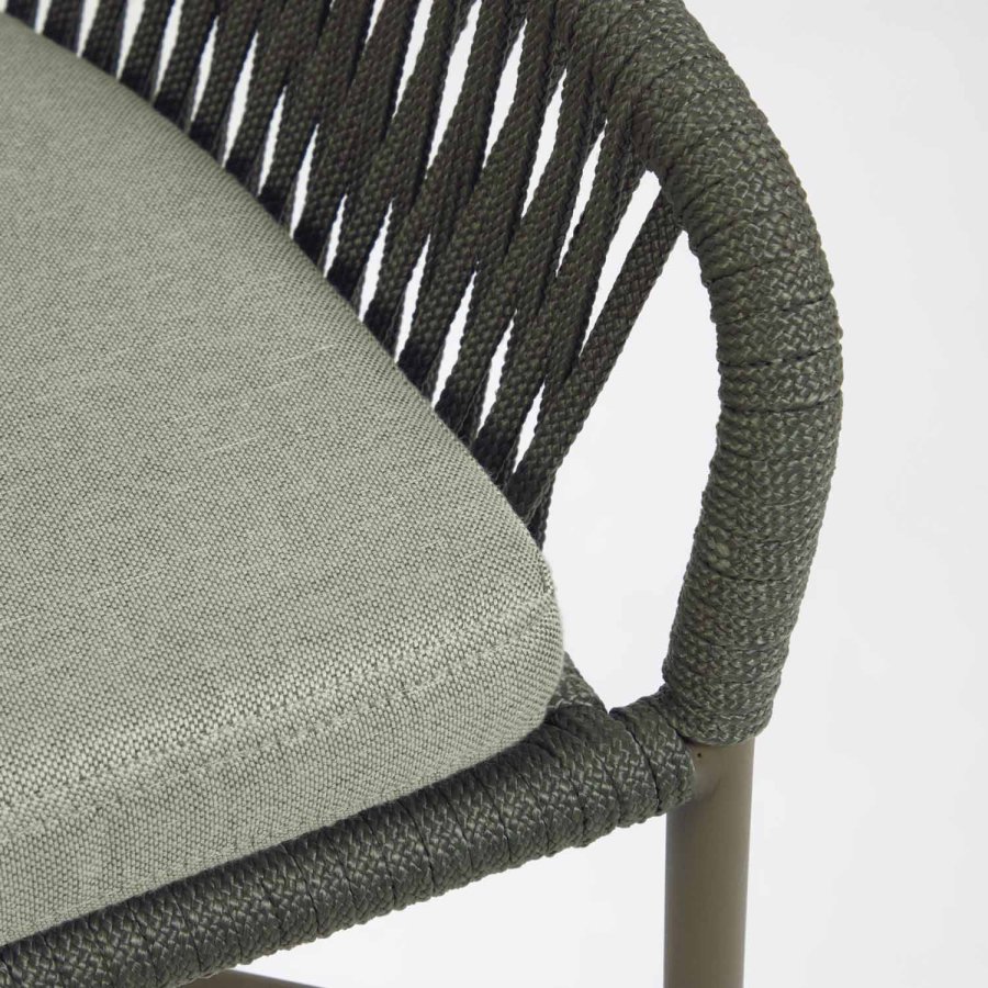 KAVE HOME Yanet barkrakk, m. ryggsttte - grnt tau og stl (H 85)