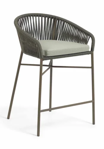 KAVE HOME Yanet barkrakk, m. ryggsttte - grnt tau og stl (H 85)