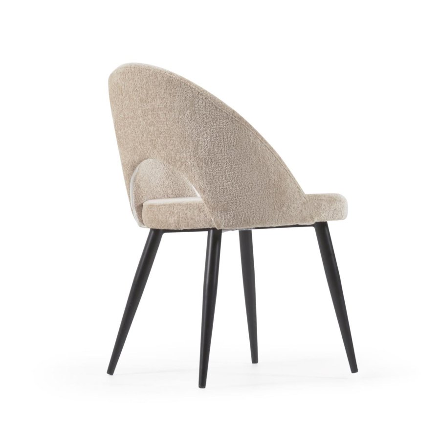 KAVE HOME Mael spisebordstol - beige stoff og sort stl