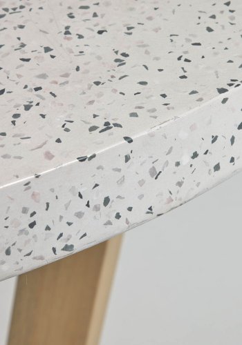 KAVE HOME Shanelle spisebord, rundt - hvit terrazzo og massivt akasietre ( 120)