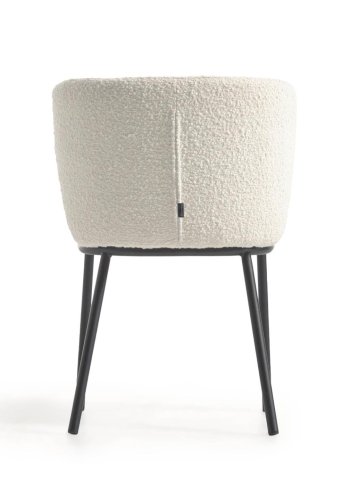 KAVE HOME Ciselia Esszimmerstuhl - weißer Stoff und schwarzer Stahl