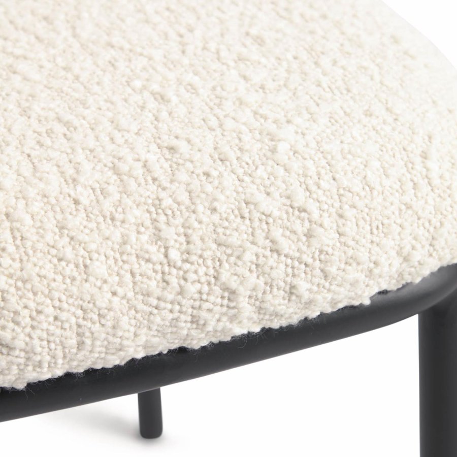 KAVE HOME Ciselia Esszimmerstuhl - weißer Stoff und schwarzer Stahl